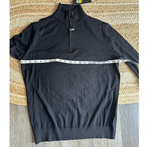 KINROSS Men's QTR Zip Mock with Milano Trim Size M In Black/Graphite - Picture 4 of 8